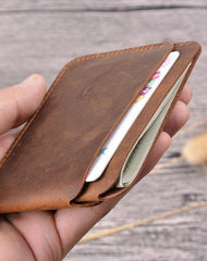 Vintage Brown Leather Men's Front Pocket Wallet Black Slim Card billfold Wallet Small Wallet For Men