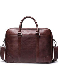 Vintage Brown Leather Men's Professional Briefcase 15‘’ Laptop Briefcase Work Handbag For Men