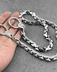 Badass Silver Long BIker Wallet Chain Pants Chain STAINLESS STEEL Wallet Chain For Men