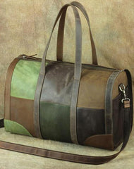 Vintage Green Leather Men's Weekender Bag Travel Bag Overnight Bag For Men