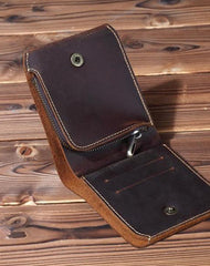 Vintage Leather Mens Small Bifold Wallet billfold Wallet Front Pocket Wallets for Men