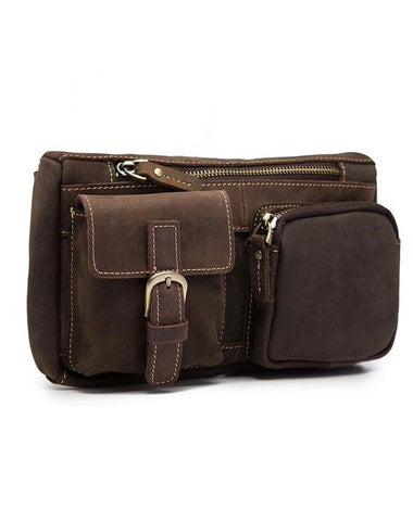 Vintage Mens Leather Biker Fanny Pack Waist Bags Fanny Bag For Men