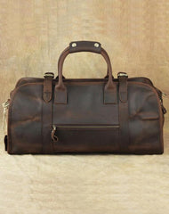 Vintage Leather Men's Coffee Overnight Bag Large Weekender Bag Travel Bag For Men