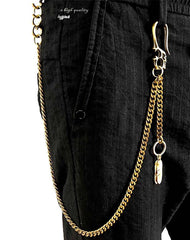 Brass Skull Wallet Chain Long Biker Wallet Chain Gold Cool Pants Chain For Men