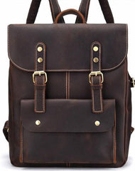 Vintage Leather Coffee Mens Backpack Satchel Backpack Travel Backpack Bags for Men