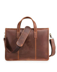 Vintage Leather Mens Laptop Handbag Work Bag Business Bag Shoulder Bag For Men