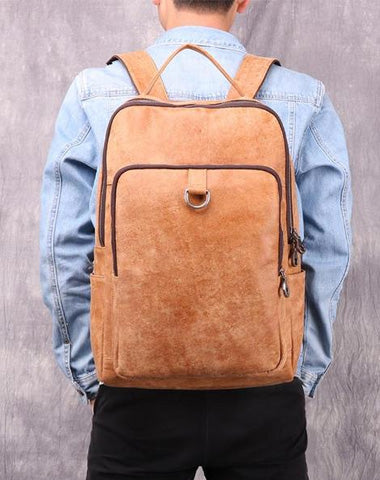 Vintage Brown Leather Men's Backpack School Backpack College Backpack For Men