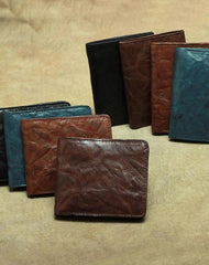 Vintage Brown Leather Men's Bifold Small Wallet Black Slim Vertical billfold Wallet For Men