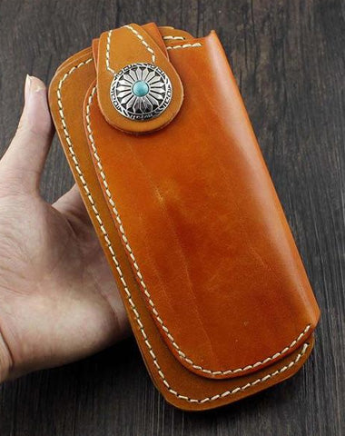 Cool Brown Leather Men's Long Biker Wallet Leather Long Wallet For Men