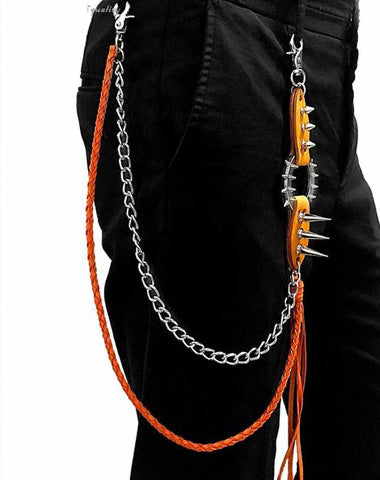 Badass Double Leather Metal Wallet CHain Pants Chain Long Biker Wallet Chain For Men