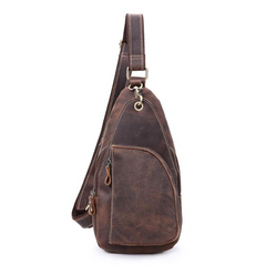 Vintage Brown Leather Sling Backpack Men's Sling Bag Chest Bags One shoulder Backpack For Men