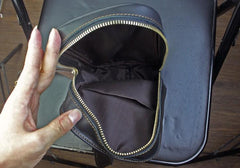 Genuine Black Leather Mens Cool Sling Pack Chest Bag Sling Bag Crossbody Pack for men