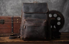Vintage Leather Mens Backpack Travel Backpack Cool Satchel Backpack for men