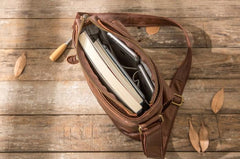 Cool Small Leather Coffee Mens Messenger Bags Shoulder Bags for Men