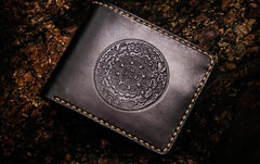 Handmade Leather Tibetan Mens Small Wallet Cool Leather Wallet billfold Wallet for Men