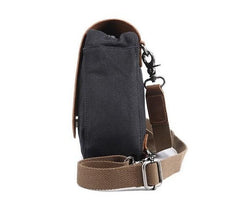 Mens Waxed Canvas Leather Triangular Side Messenger Bag Canvas Courier Bags for Men