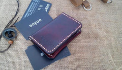 Leather Mens Slim Front Pocket Bifold Small Wallets Card Wallet for Men