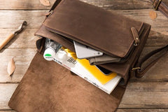 Cool Brown Vintage Leather Mens Messengers Bag Shoulder Bag for Men