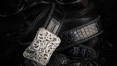 Handmade Leather Black Mens Belts Cool Leather Men Belt for Men