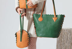 Handmade Genuine Leather Backpack Bag Bucket Bag Handbag Shoulder Bag Leather Purse For Women - EverHandmade