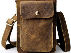 Mens Leather Small Belt Pouch Side Bag Waist Pouch COURIER BAG Holster Belt Case for Men