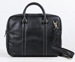 Cool Black Leather Mens Briefcase Work Bag Laptop Bag Business Bag for Men