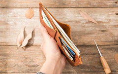 Handmade Leather Mens Small Wallets Bifold Vintage Slim billfold Wallet for Men
