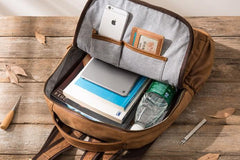 Brown Mens Leather Backpacks Travel Backpacks Laptop Backpack for men
