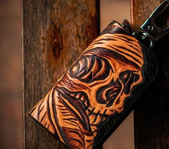 Handmade Leather Biker Mens Cool Car Key Wallet Coin Wallets Pouch Car KeyChain for Men