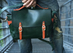 Green Leather Mens Briefcase Messenger Bag Handbag Shoulder Bag for men