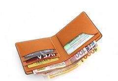 Leather Mens Small Wallet Slim Wallet Front Pocket Wallet billfold Card Wallet for Men
