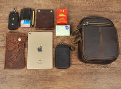 Vintage Mens Leather Side Bag Belt Pouch Holster Belt Case Waist Pouch for Men