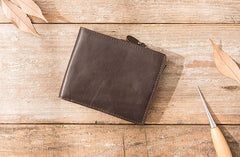 Cool Leather Mens Trifold Slim Front Pocket Wallets billfold Small Wallet for Men