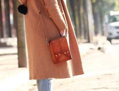 Handmade Vintage Brown Leather Mens Box Bag Shoulder Bag Messenger Bag for Men