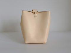 Handmade Leather Beige Womens Wristlet Purse Bucket Purse Barrel Shoulder Bags for Women