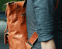 Cool Brown Mens Leather Backpack Cool Travel Backpacks School Backpacks for men