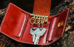 Handmade Leather Tooled Mens Cool Car Key Wallets Car Key Holder Car KeyChain for Men