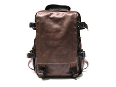 Cool Coffee Mens Leather Backpack Travel Backpacks Laptop Backpack for men
