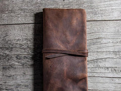 Vintage Leather Long Wallets for men Bifold Men Long Wallets