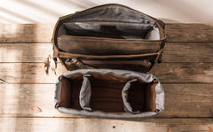 Coffee Vintage Leather Mens Camera Messenger Bag Crossbody Camera Bags for Men