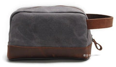 Cool Waxed Canvas Leather Mens Wristlet Bag Vintage Clutch Zipper Bag for Men