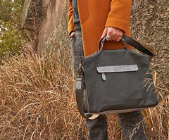 Mens Black Leather Large Briefcase Handbag Work Bag Business Bag for Men