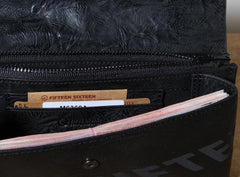 Handmade Leather Mens Clutch Cool Slim Wallet Zipper Clutch Wristlet Wallet for Men