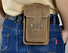 Leather Mens Cigarette Cases with Belt Loop Cell Phone Holster Belt Pouch for Men