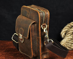 Cool Mens Small Leather Belt Pouch Holster Belt Case Waist Pouch Side Bag for Men