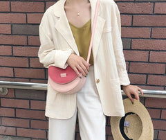 Cute Leather Red Green Womens Mini Saddle Purse Saddle Shoulder Bag for Women