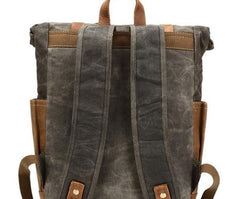 Waxed Canvas Leather Mens Travel Backpacks Canvas Backpack Canvas School Backpack for Men