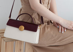 Cute Leather Womens Stylish White Handbag Crossbody Purse Barrel Shoulder Bag for Women