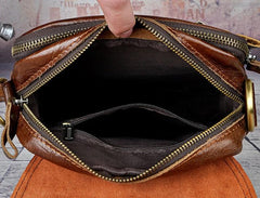Cool Vintage Leather Mens Small Side Bag Messenger Bag Shoulder Bags for Men