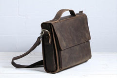 Vintage Coffee Leather Mens Briefcases Work Bag Laptop Bag Business Bag for Men
